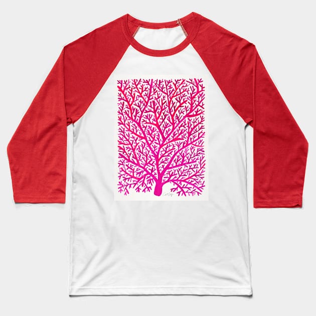 fan coral pink ombre Baseball T-Shirt by CatCoq